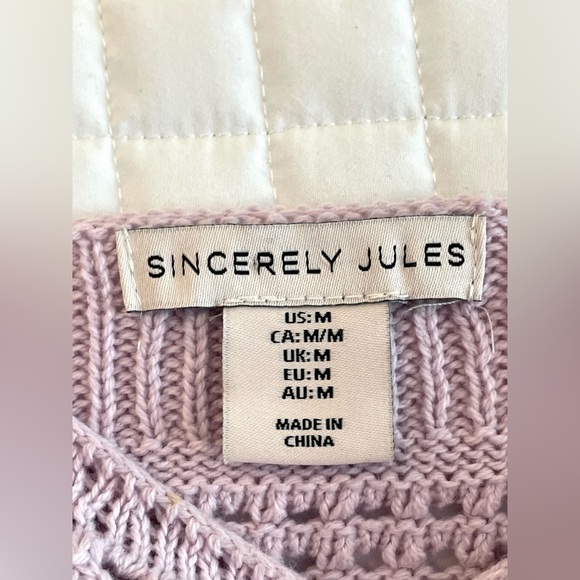 Sincerely Jules Ruffle Crochet Violet Crop Top-Size Medium - Picture 6 of 7